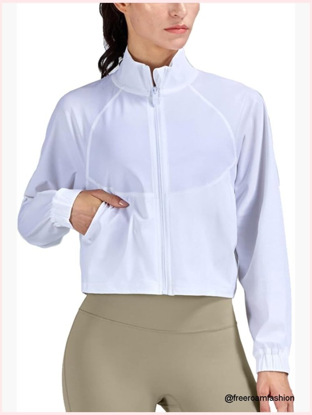 UPF 50+ Cropped Zip Jacket Athletic Running Yoga Track